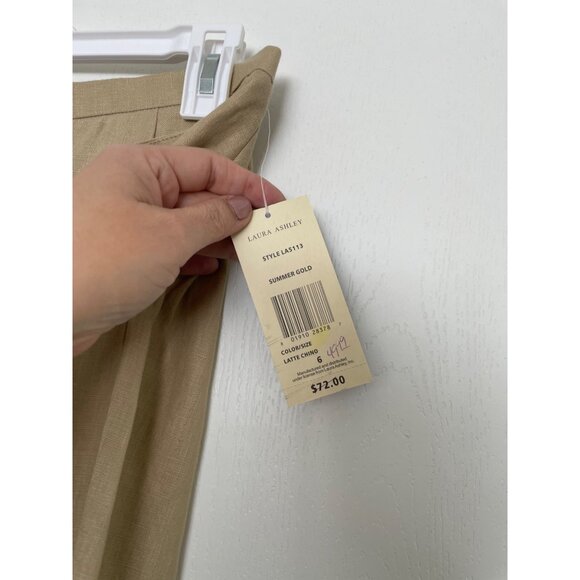 NWT Laura Ashley Summer Gold Latte Chino Pants Linen Trousers - Picture 6 of 9